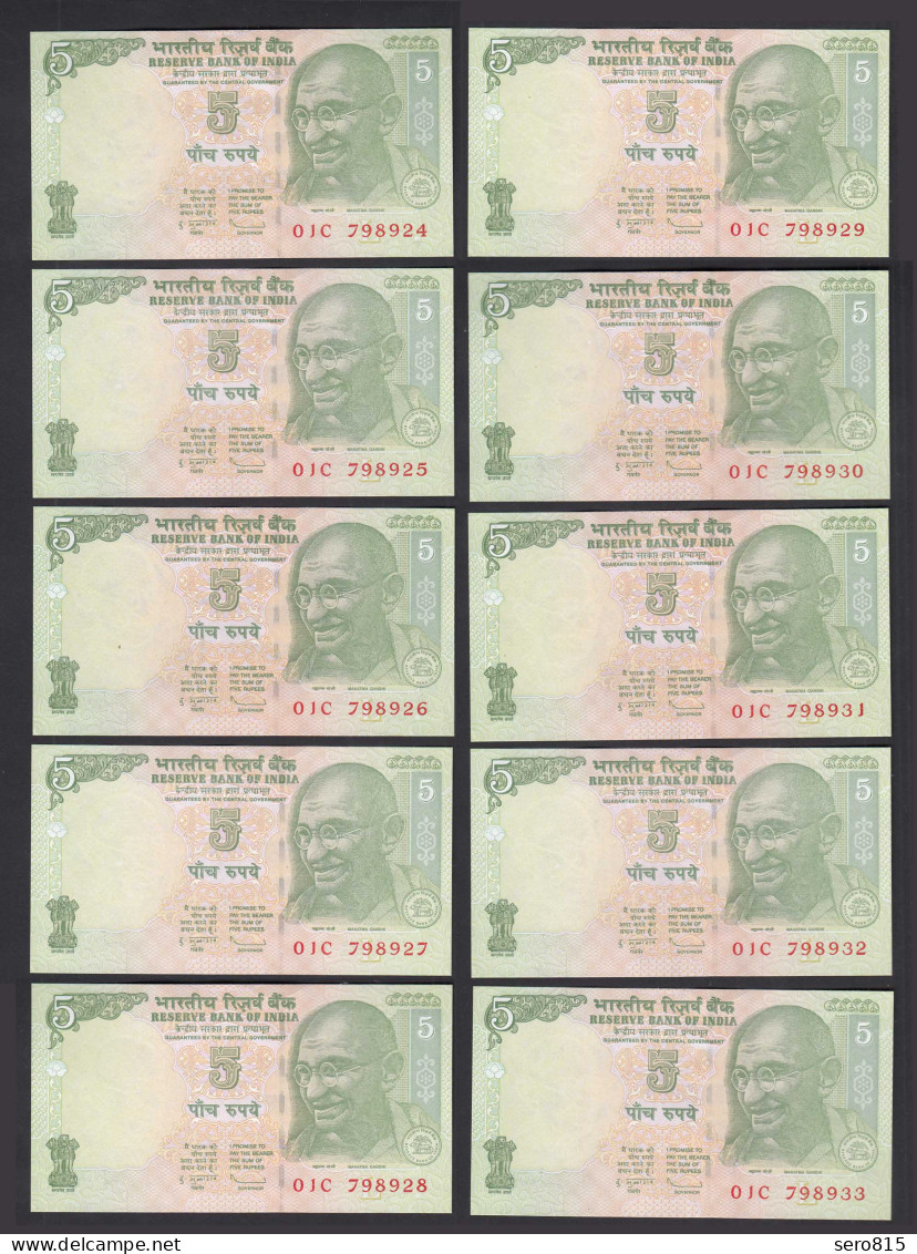 Indien - India - 10 Pieces A'5 RUPEES Pick 94 Ab 2009 UNC (1) Letter L    (89260 - Altri – Asia