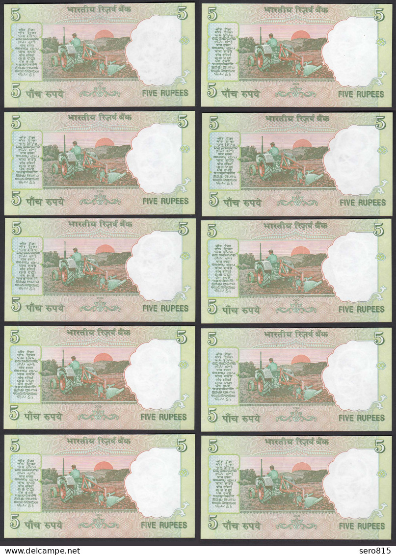 Indien - India - 10 Pieces A'5 RUPEES Pick 94 Ab 2009 UNC (1) Letter L    (89260 - Other - Asia