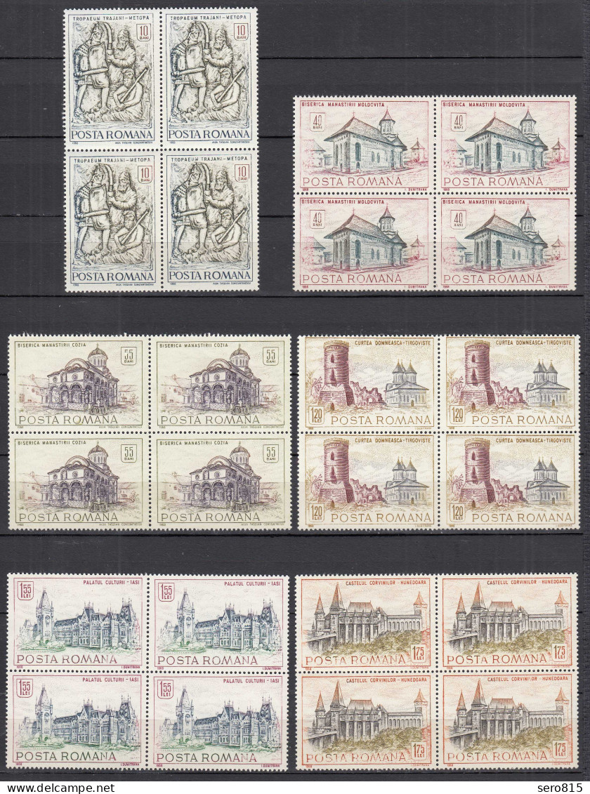 Rumänien - Romania Mi. 2714-19 Im 4er Blocks Historische Bauten ** MNH    (31138 - Autres & Non Classés