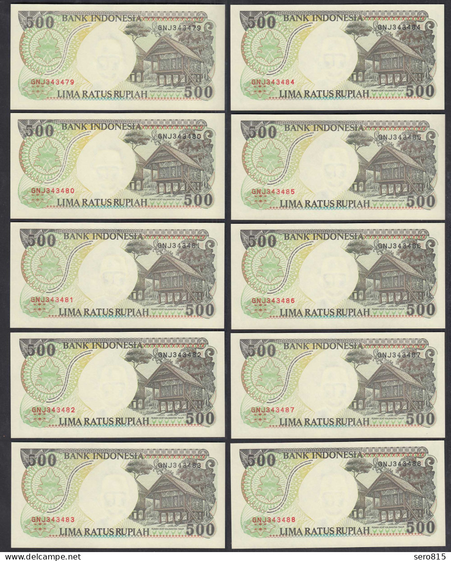 Indonesien - Indonesia - 10 Stück á 500 Rupiah 1992/1997 Pick 128f UNC (1)  - Autres - Asie