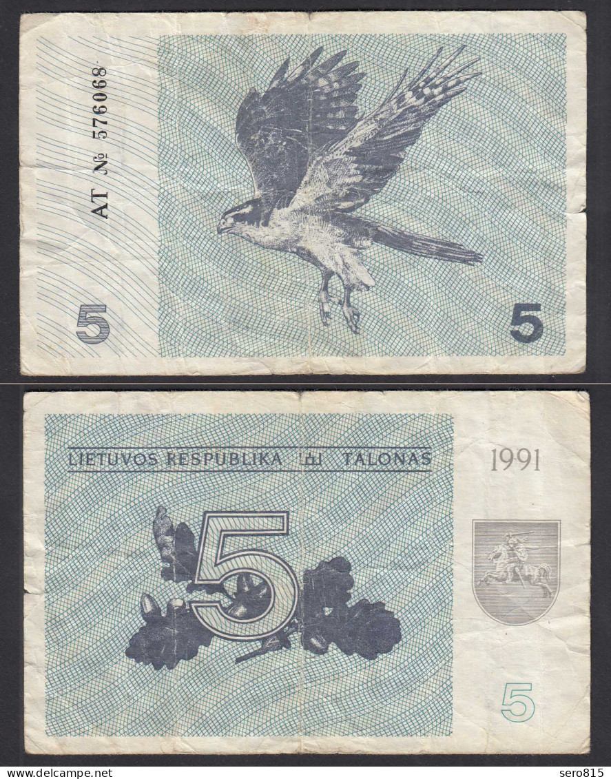 Litauen - Lithunia 5 Talonas Banknote 1991 Pick 34a VG (5)    (31872 - Lituanie