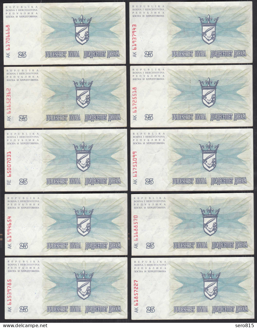BOSNIEN - HERZEGOWINA 10 St.á 25-tausend Dinara  15.10.1993 Pick 54b VF/XF (2/3) - Bosnia Erzegovina