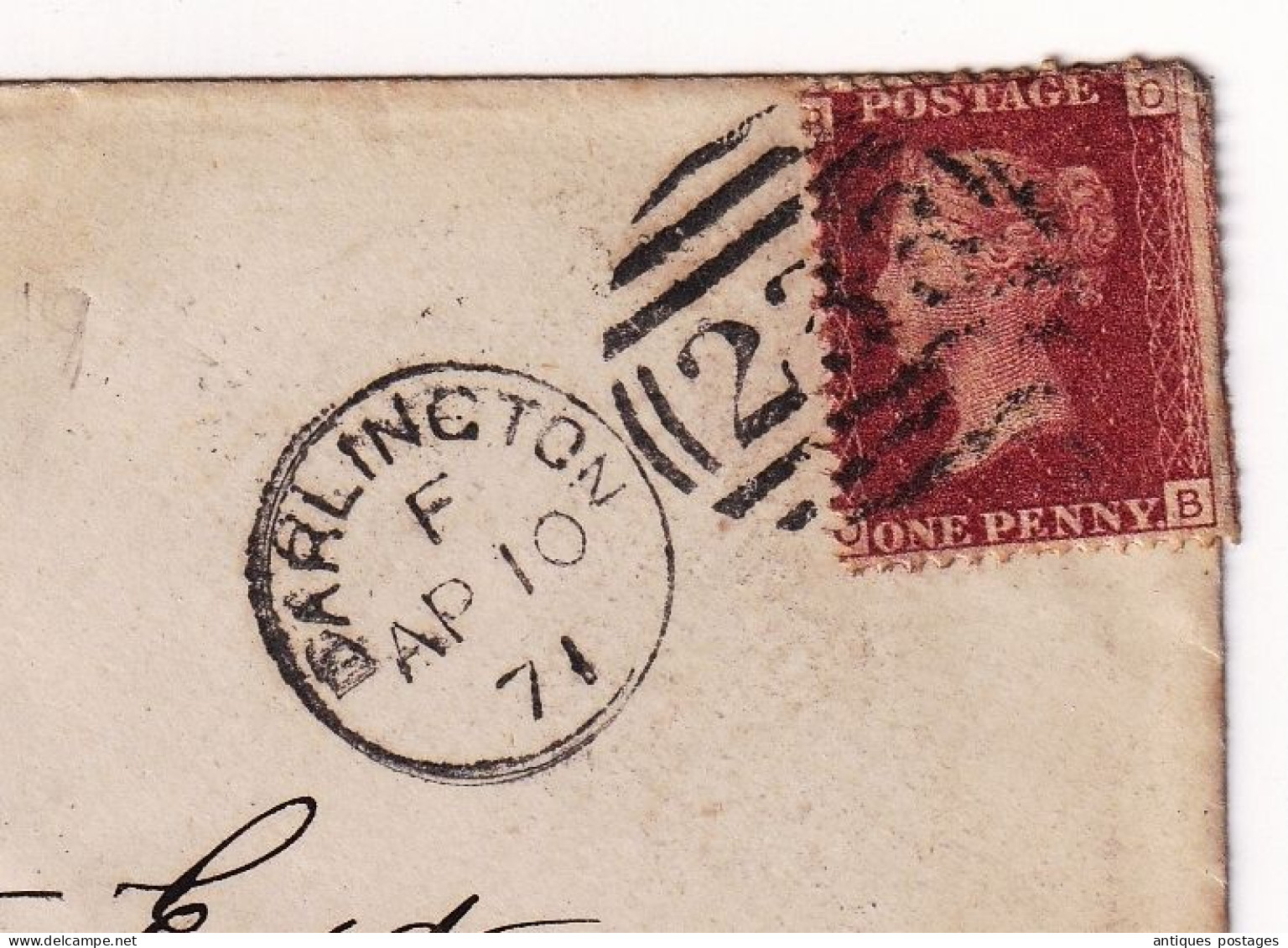 Lettre 1871 Angleterre 1 Penny Queen Victoria Darlington Ord & Maddison Malton - Covers & Documents