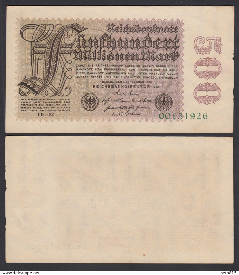 Germany 500 Millionen Mark 1923 8-st. Ro 109e Pick 110 FZ: GD-32 VF (3) (26659 - Sonstige & Ohne Zuordnung