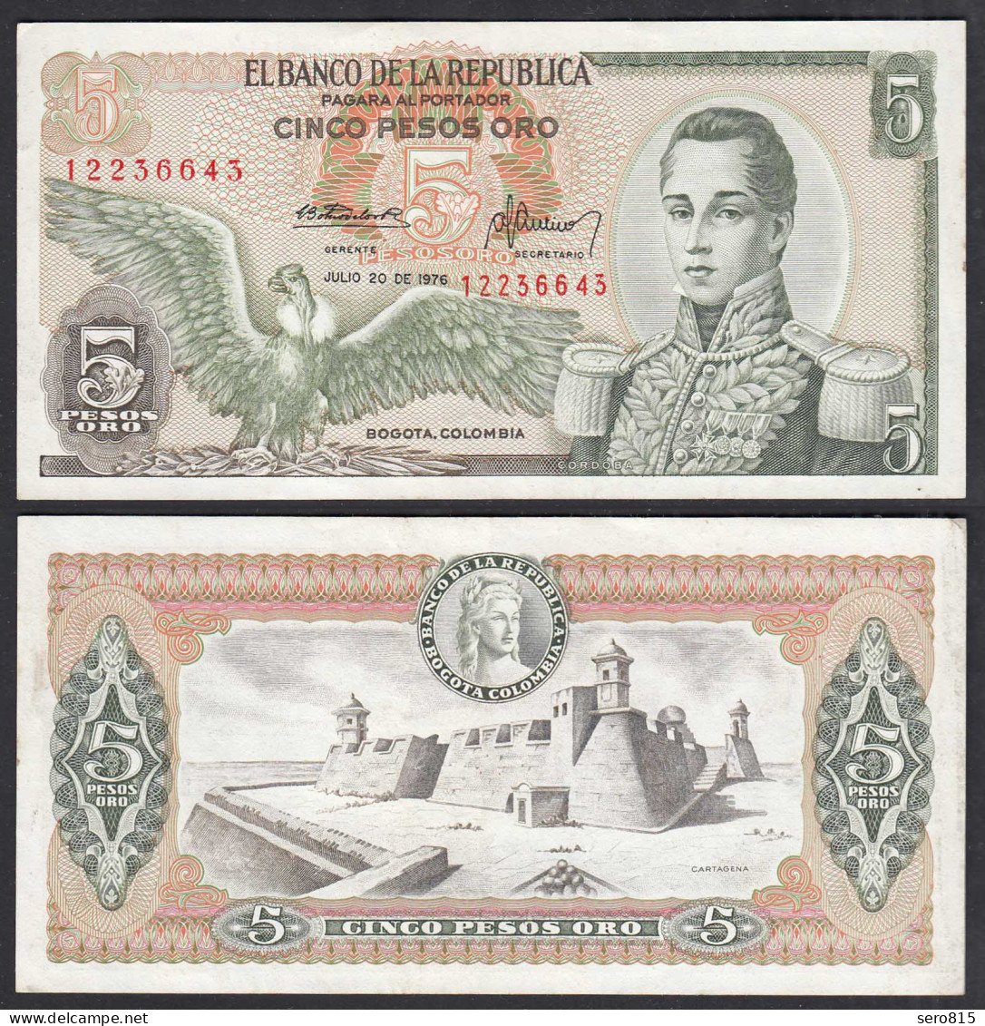 Kolumbien - Colombia 5 Pesos Oro 1976 Pick 406e VF/XF (2/3)    (27787 - Andere - Amerika