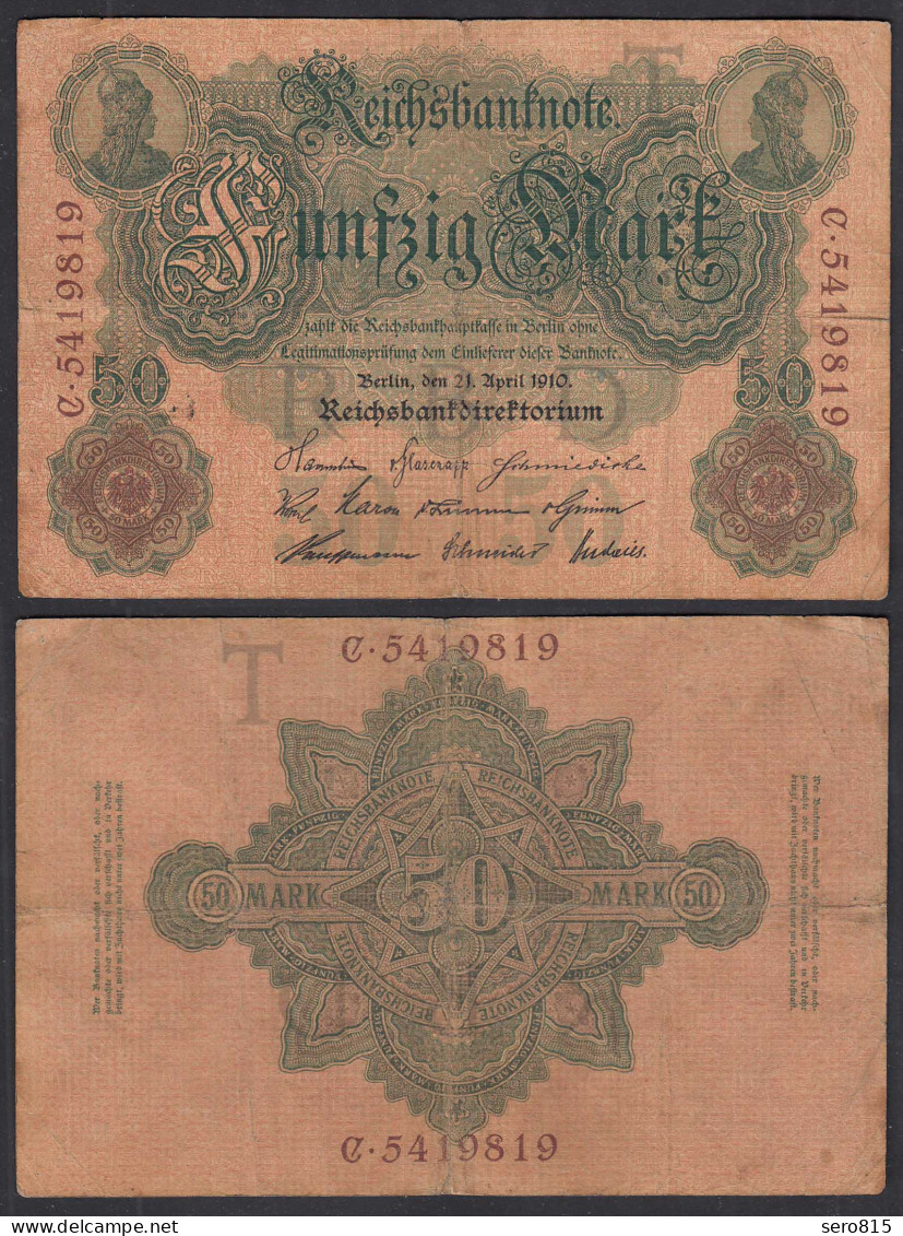 Reichsbanknote 50 Mark 1910 Ro 42 Pick 41 T/C  F (4)       (28897 - Autres & Non Classés