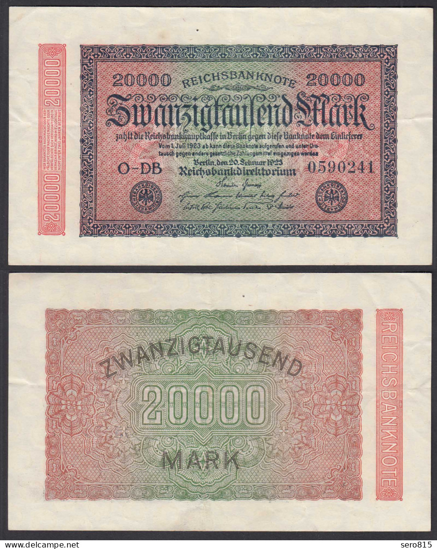 20.000 20000 Mark 1923 Ro 84c - FZ DB - BZ O - VF (3)   (28351 - Sonstige & Ohne Zuordnung