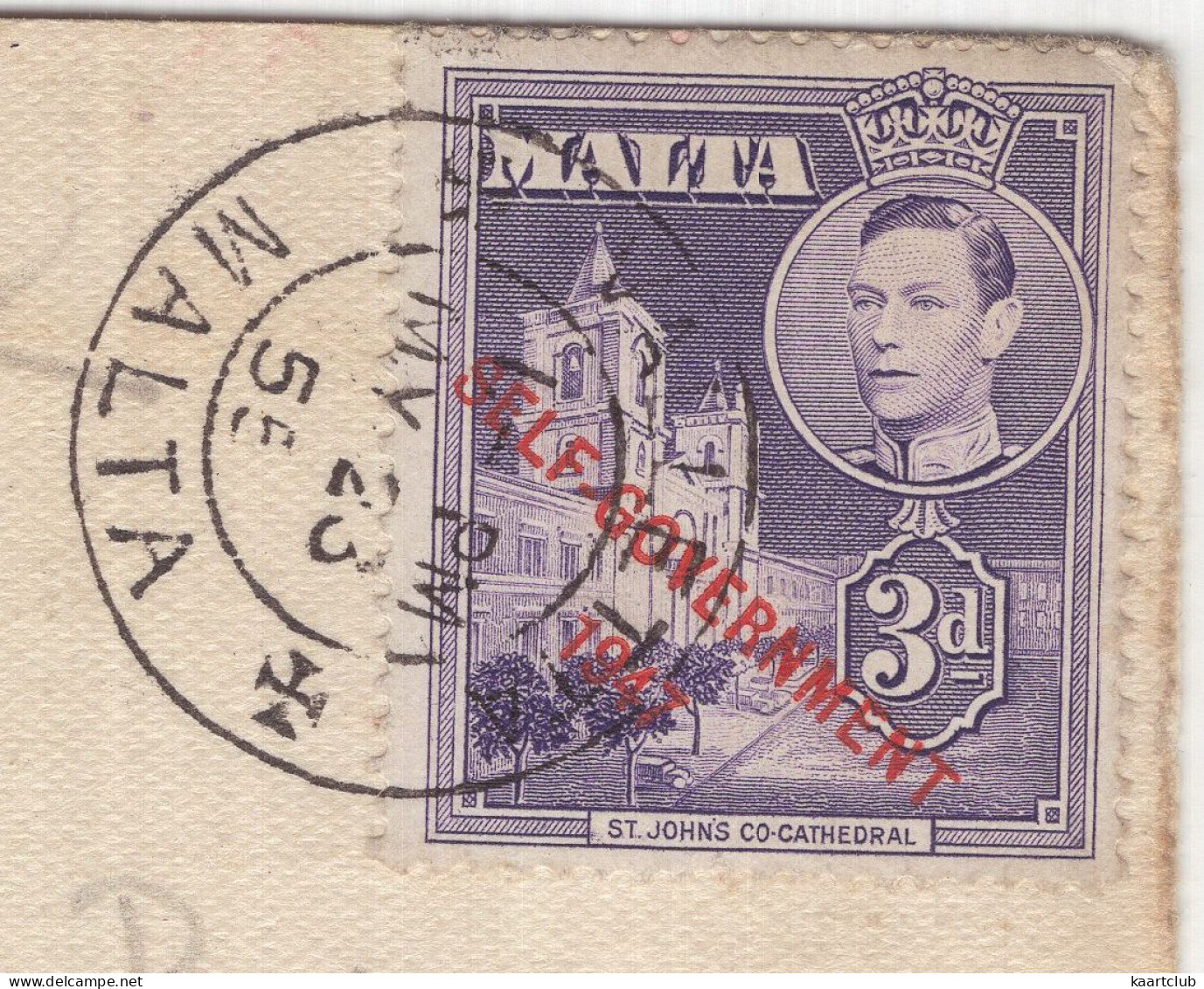 Malta - Christ King Monument - Floriana - 1956 - ( Malta 3d. Stamp 'Self-Government 1947') - Malte