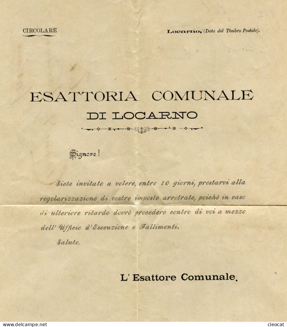 Faltbrief Von Locarno Nach Vairano 1897 - Lettres & Documents