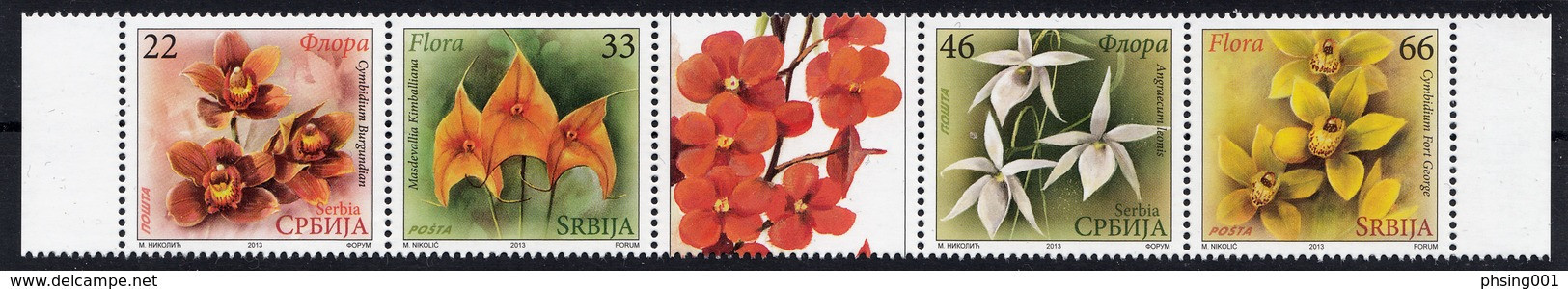 Serbia 2013 Flora Flowers Orchids Plants, Set In Strip MNH - Orchidee