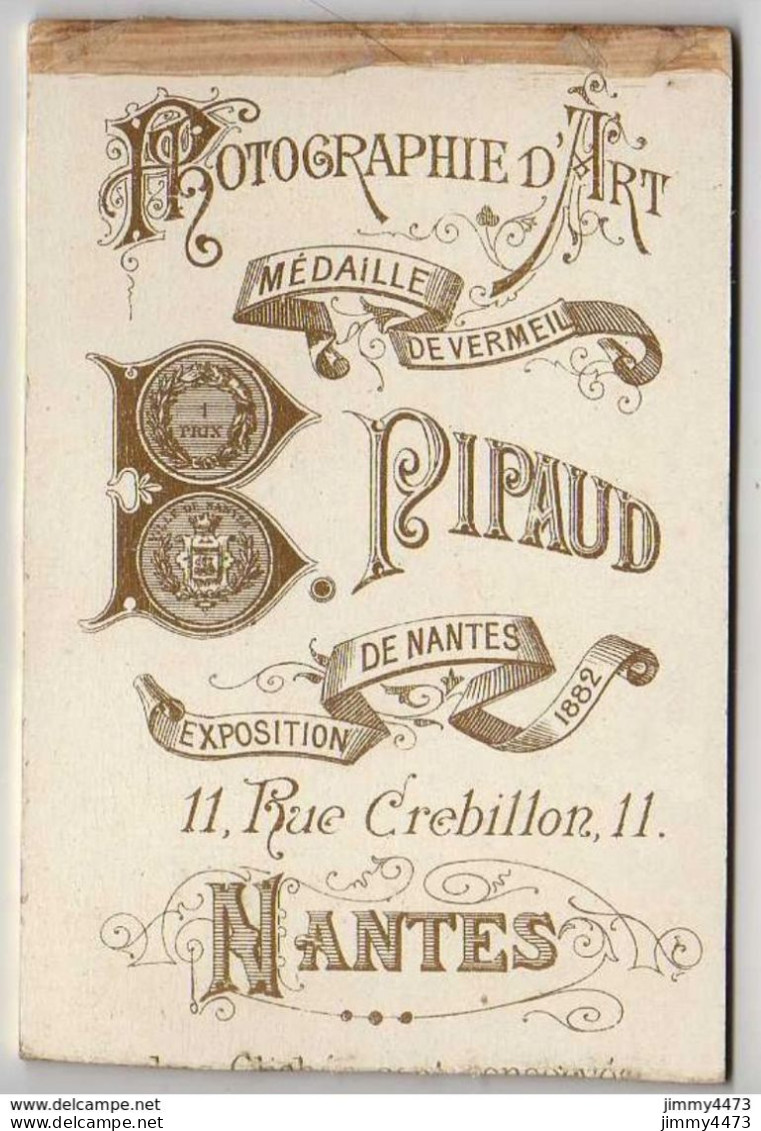 CARTE CDV - Portrait D'une Jolie Petite Fille à Identifier  Tirage Aluminé 19ème  Taille 63 X 104  Ed. B. Pipaud Nantes - Antiche (ante 1900)