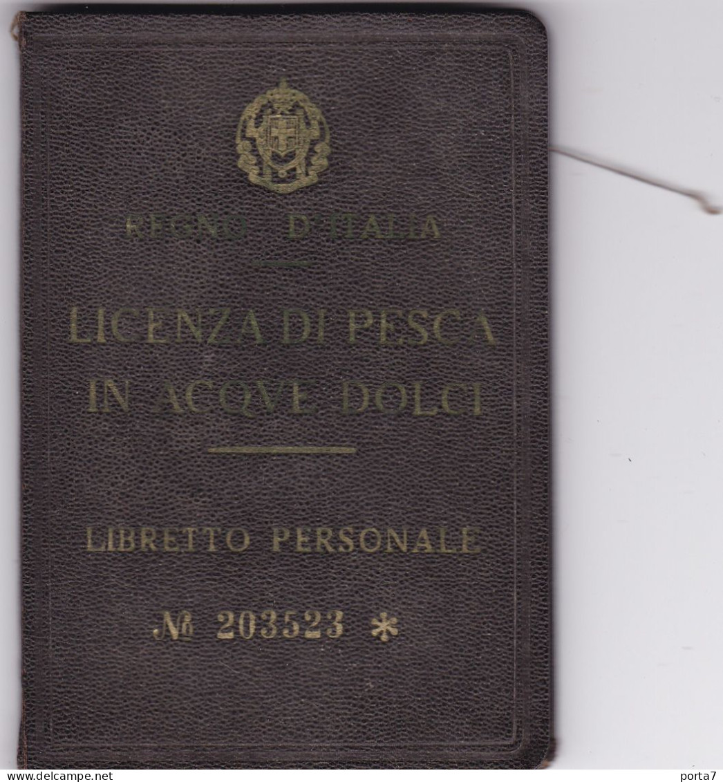 LICENZA DI PESCA - DOCUMENTO ORIGINALE 1939  AOSTA - PERGAMENA CON MARCHE E BOLLI - Documents Historiques