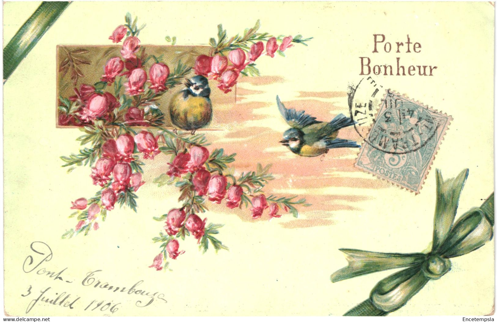 CPA Carte Postale Gaufrée France Porte Bonheur  Un Nid Un Oiseau Des Branches Fleuries 1906 VM80984 - Sonstige & Ohne Zuordnung