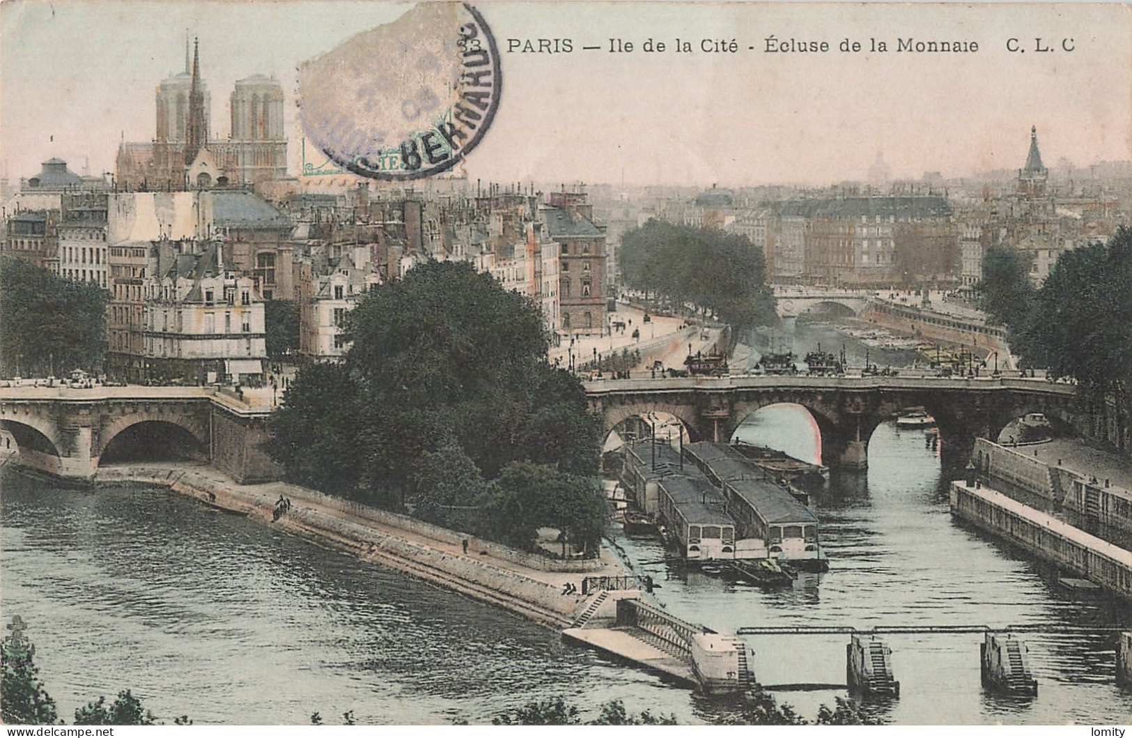 75 Paris Ile De La Cité , écluse De La Monnaie CPA Carte Couleur  Cachet 1905 - De Seine En Haar Oevers