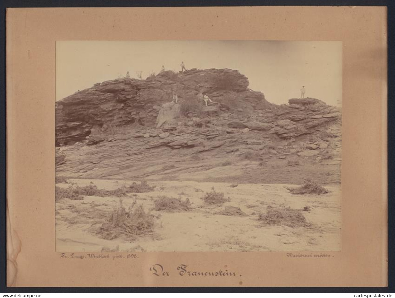 Photo Fr. Lange, Windhoek,  Vue De Windhuk / Windhoek, Traunstein Avec Kolonialisten In Deutsch-Südwestafrika  - Lieux