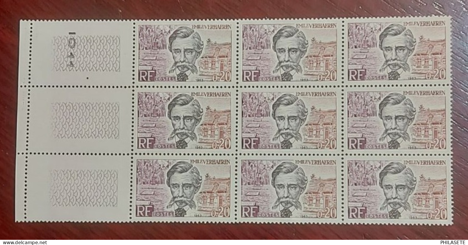 France 1963 Neufs N** Bloc De 9 Timbres YT N° 1383 Émile Verhaeren - Neufs