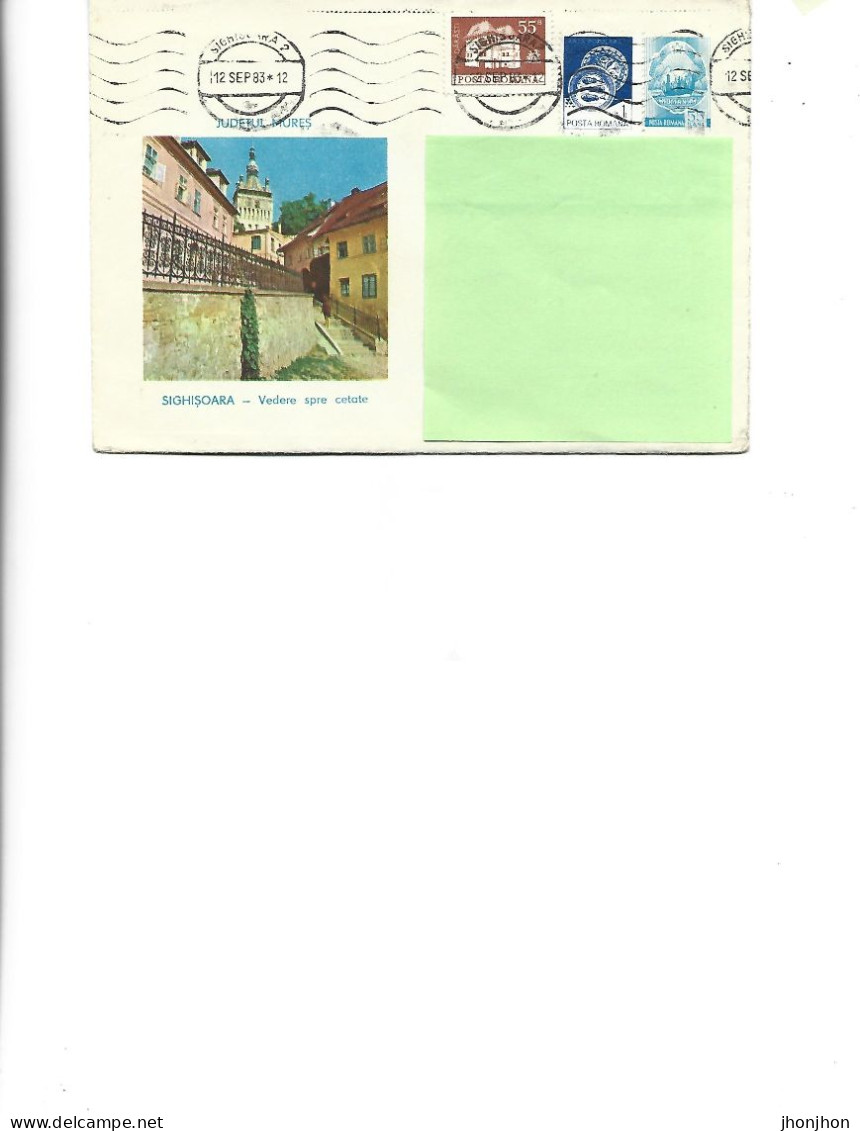 Romania - Post. St.cover Used 1973(1378)  Mures County  - Sighisoara -    View Towards The Fortress - Entiers Postaux