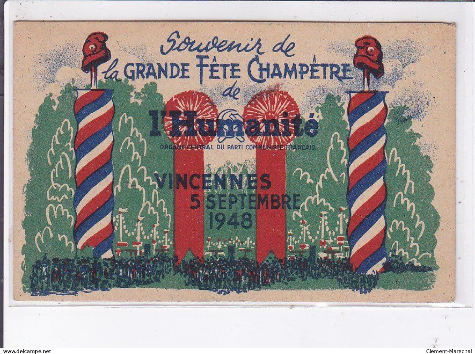 PUBLICITE : Grande Fête  Champetre De L'Humanité Au Bois De Vincennes En 1952 - Très Bon état - Publicité