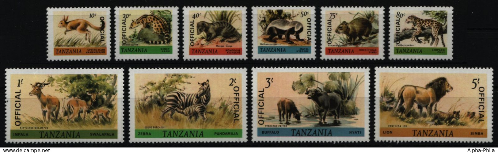 Tansania 1980 - Dienst - Mi-Nr. 28-37 ** - MNH - Wildtiere / Wild Animals - Tansania (1964-...)