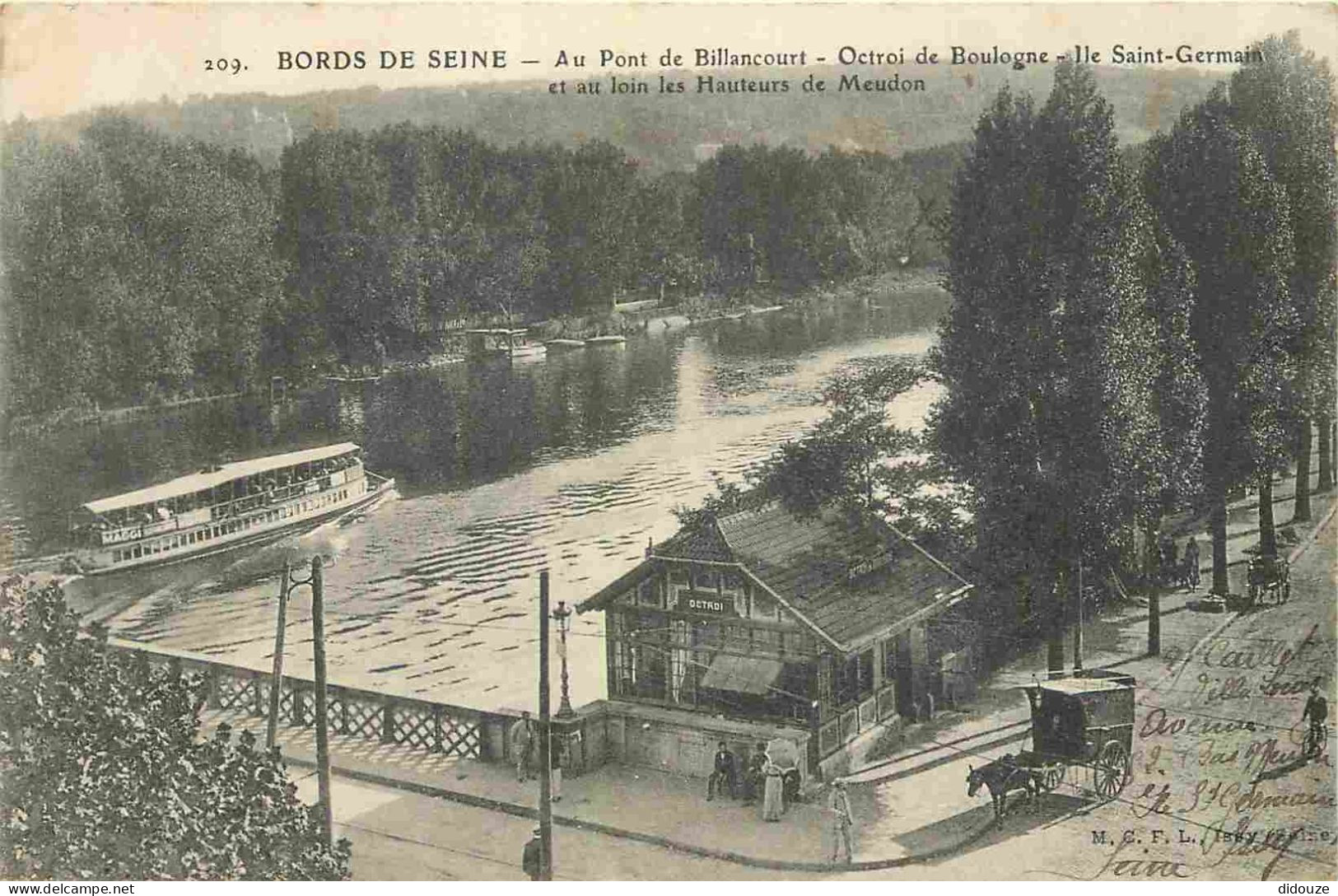 92 - Billancourt - Bords De Seine - Au Pont De Billancourt - Octroi De Boulogne - Ile Saint Germain Et Au Loin Les Haute - Boulogne Billancourt
