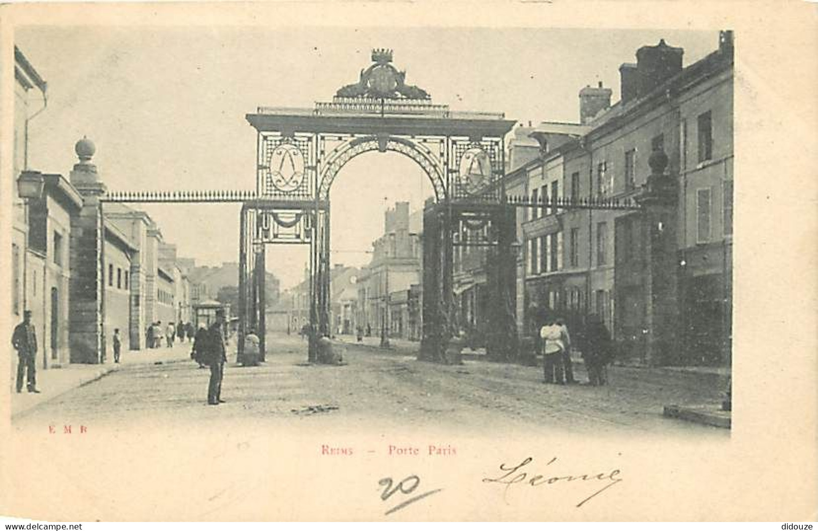 51 - Reims - Porte Paris - Animée - Précurseur - Oblitération Ronde De 1902 - CPA - Voir Scans Recto-Verso - Reims