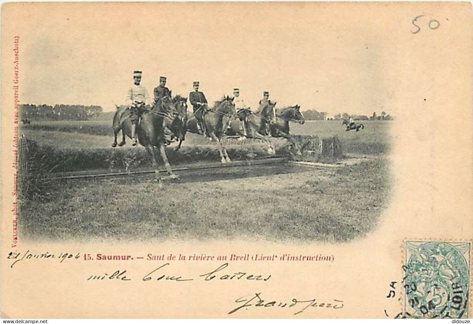 49 - Saumur - Saut De La Rivière Au Breil - Animée - Précurseur - Chevaux - Oblitération Ronde De 1904 - CPA - Voir Scan - Saumur