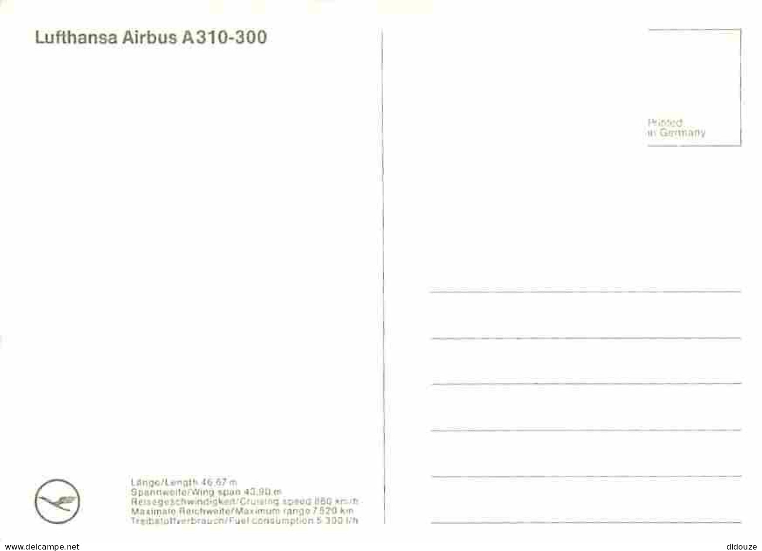 Aviation - Avions - Airbus A 310-300 - Compagnie Lufthansa - Carte Neuve - CPM - Voir Scans Recto-Verso - 1946-....: Era Moderna