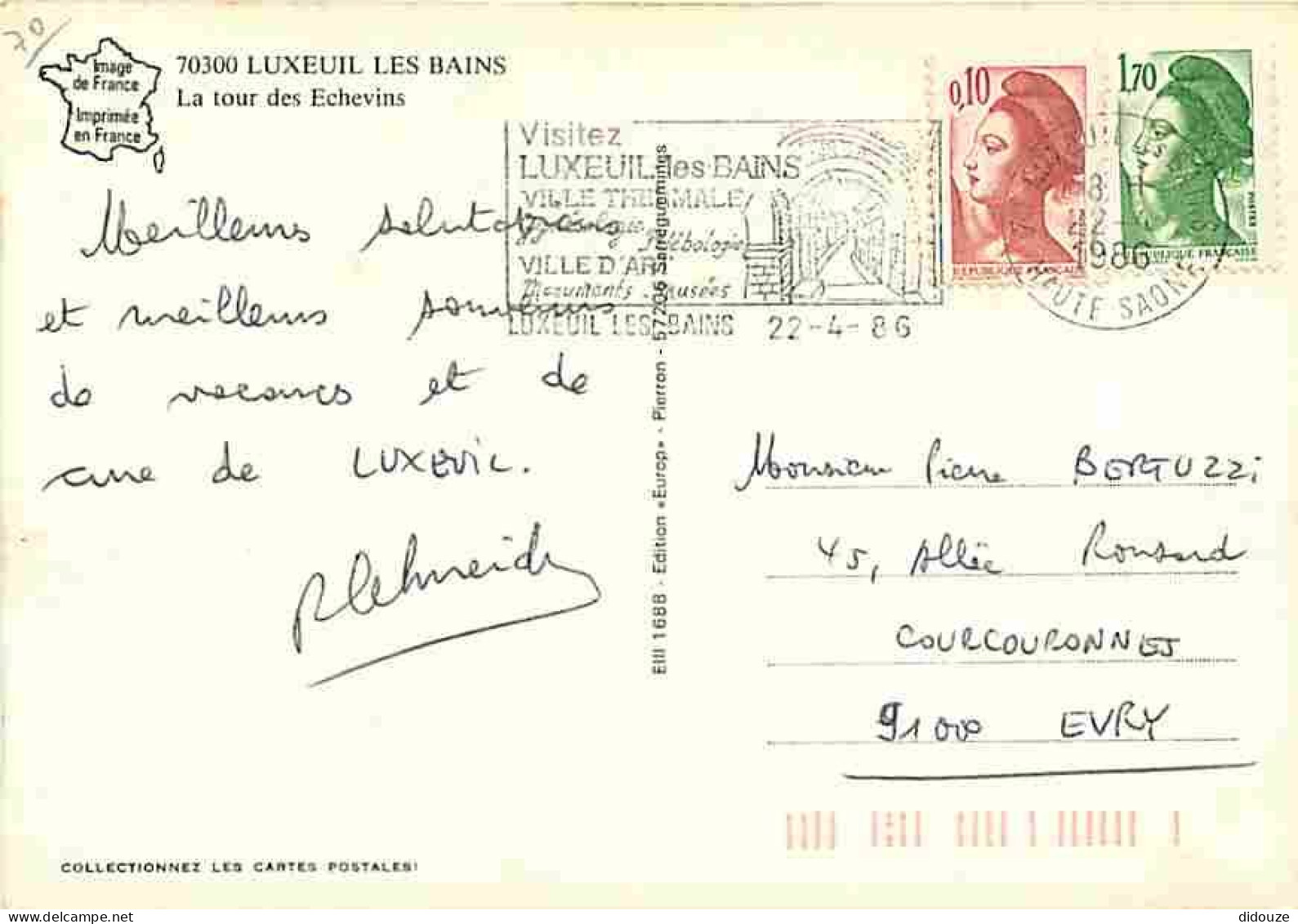 70 - Luxeuil Les Bains - La Tour Des Echevins - Flamme Postale - CPM - Voir Scans Recto-Verso - Luxeuil Les Bains