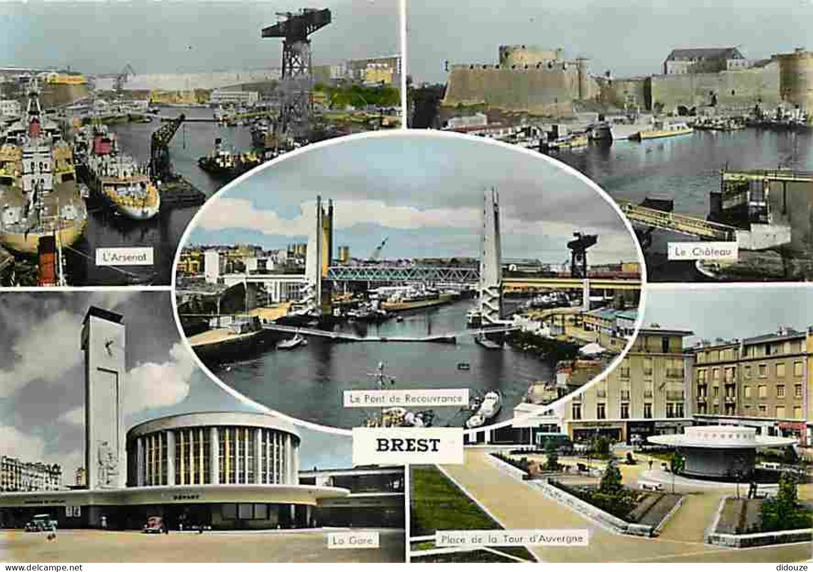 29 - Brest - Multivues - Bateaux De La Marine Nationale - La Gare - Automobiles - Voir Scans Recto Verso  - Brest