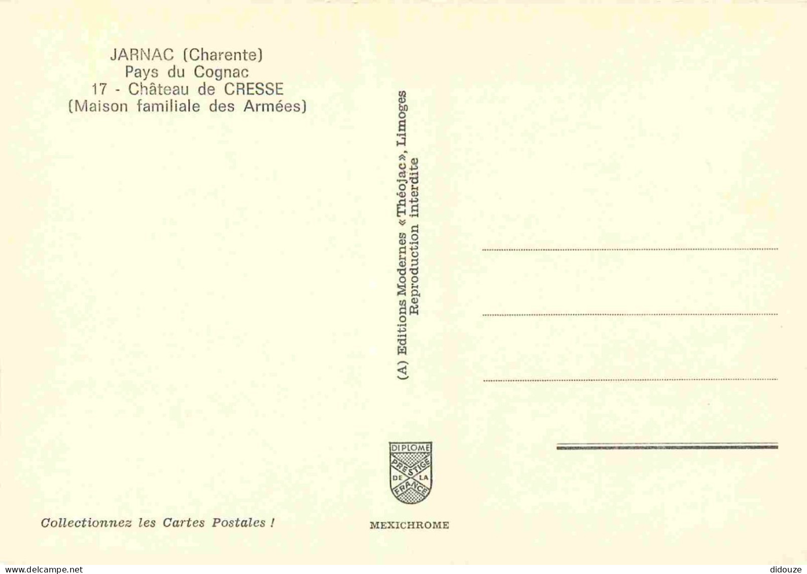 16 - Jarnac - Château De Cresse - Maison Familiale Des Armées - CPM - Voir Scans Recto-Verso - Jarnac