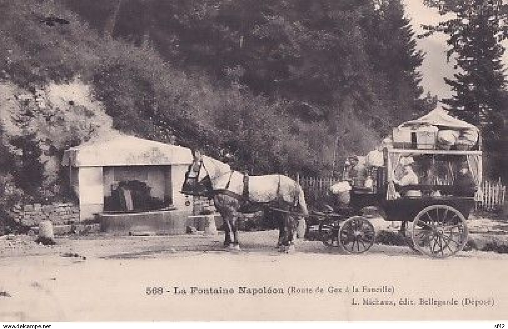 GEX                            La Fontaine Napoleon . Route De Gex A La Faucille     DILIGENCE EN GP - Gex