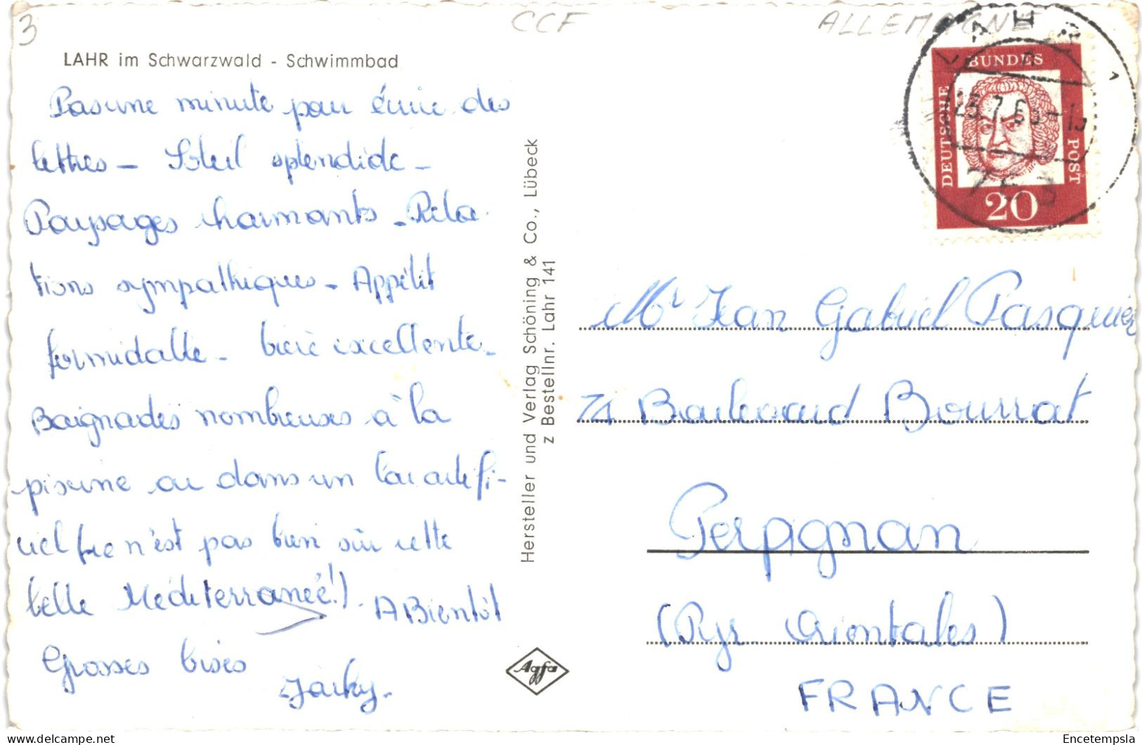 CPSM  Carte Postale Germany Lahr/Schwarzwald Schwimmbad 1966 VM80989 - Lahr