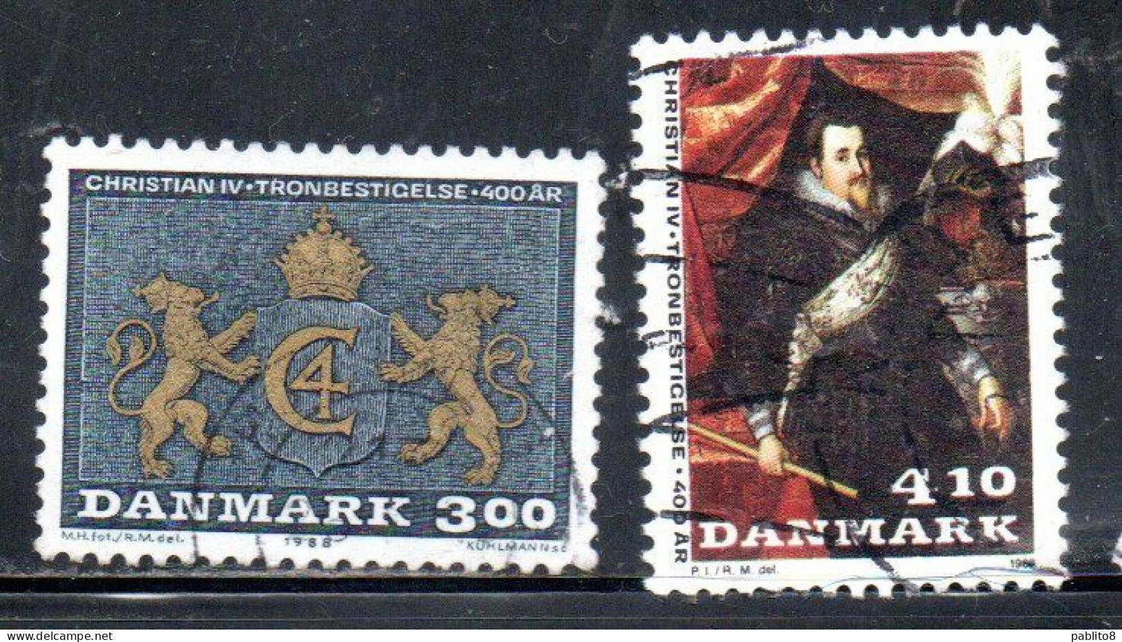 DANEMARK DANMARK DENMARK DANIMARCA 1988 ACCESSION OF CHRISTIAN IV KING OF DENMARK AND NORWAY SET USED USATO OBLITERE' - Oblitérés