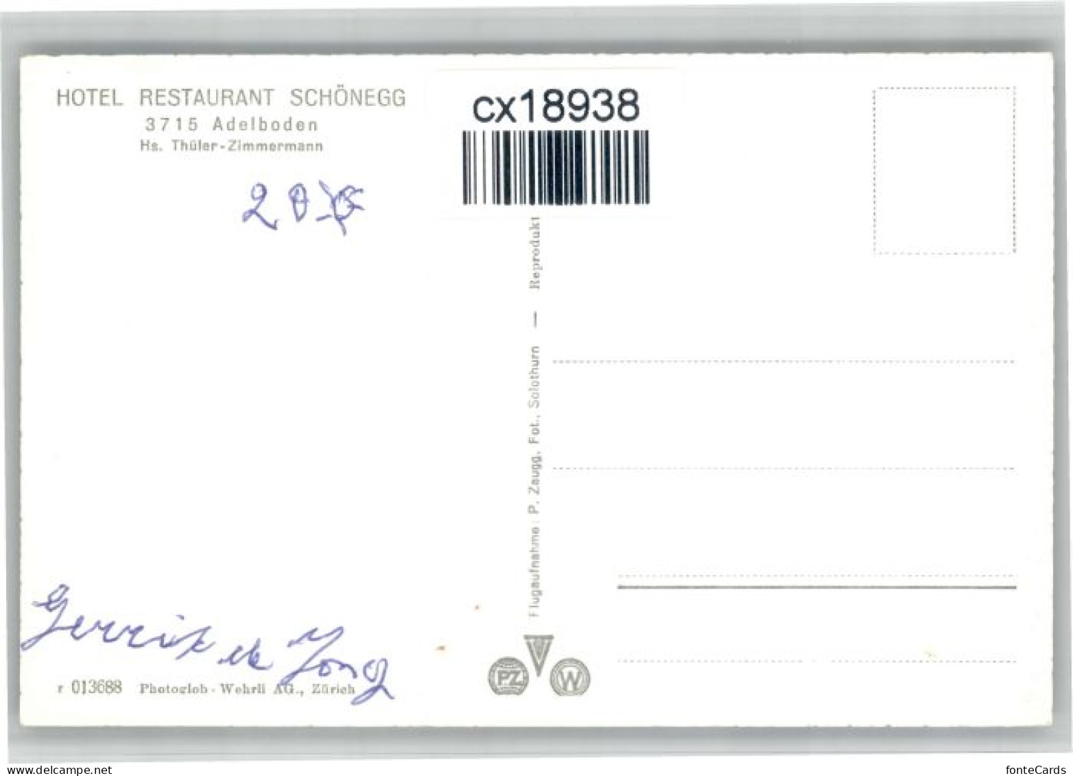 10723024 Adelboden Adelboden Hotel Restaurant Schoenegg Fliegeraufnahme * Adelbo - Autres & Non Classés