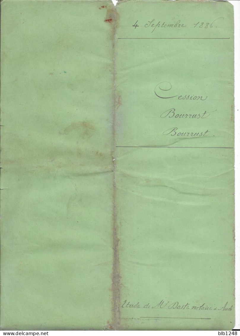 Vieux Papiers  Manuscrit  32 Gers Daste Notaire à Auch Acte Cession 4 Sept 1886  6 Pages - Manuscripten