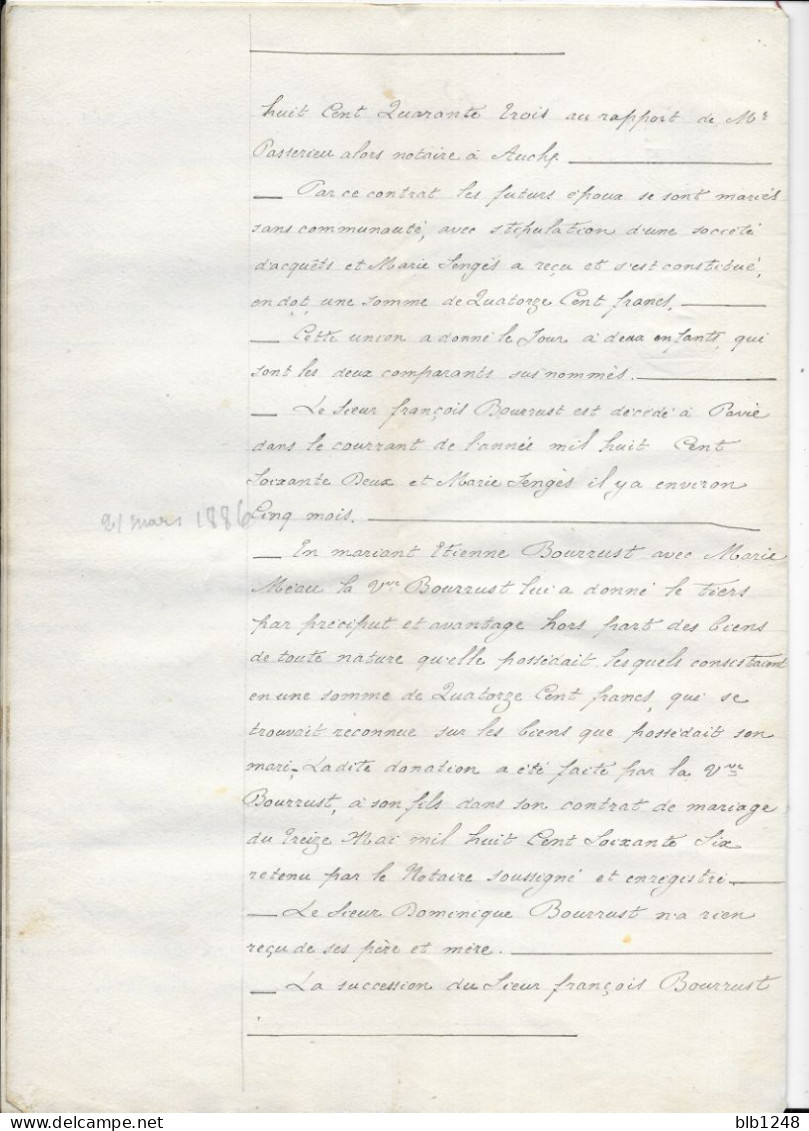 Vieux Papiers  Manuscrit  32 Gers Daste Notaire à Auch Acte Cession 4 Sept 1886  6 Pages - Manuscrits