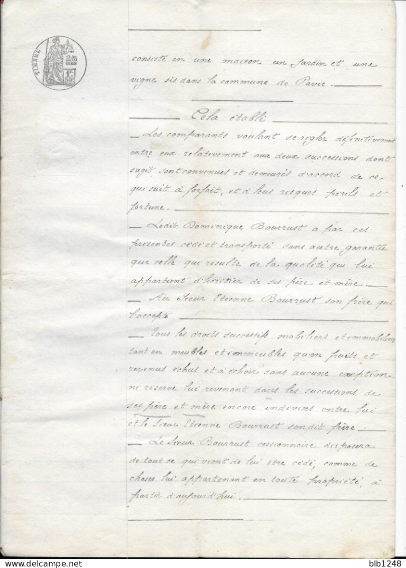 Vieux Papiers  Manuscrit  32 Gers Daste Notaire à Auch Acte Cession 4 Sept 1886  6 Pages - Manuscripten