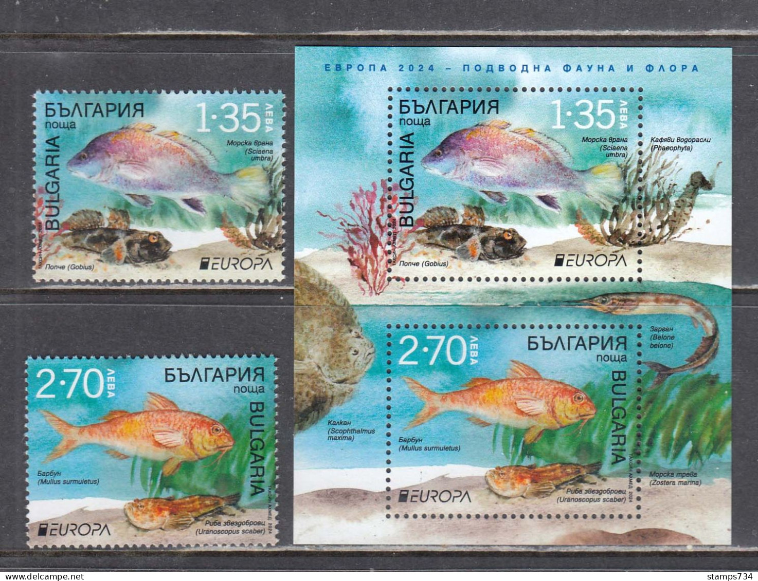 Bulgaria 2024 - EUROPA: Underwater Fauna And Flora, 2 V. + S/sh, MNH** - 2024