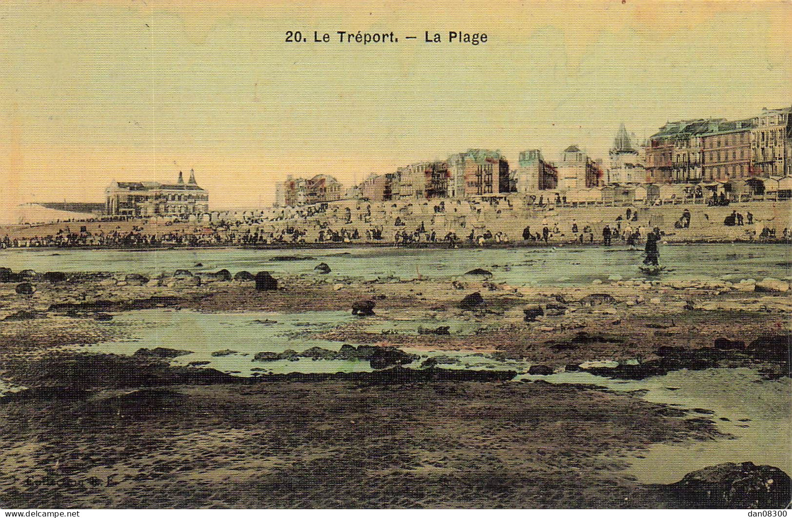 76 LE TREPORT LA PLAGE CARTE COLORISEE ET TOILEE - Le Treport