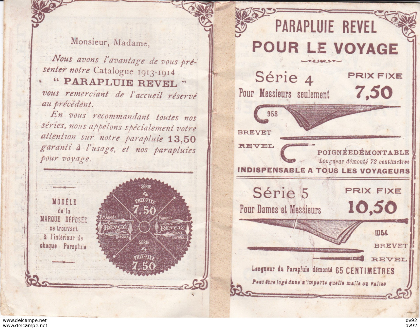 INDRE ET LOIRE LA HAYE DESCARTES MAISON BRUERE METAIS AUX GALERIES PARISIENNES CATALOGUE PARAPLUIE REVEL 1914 - Werbung