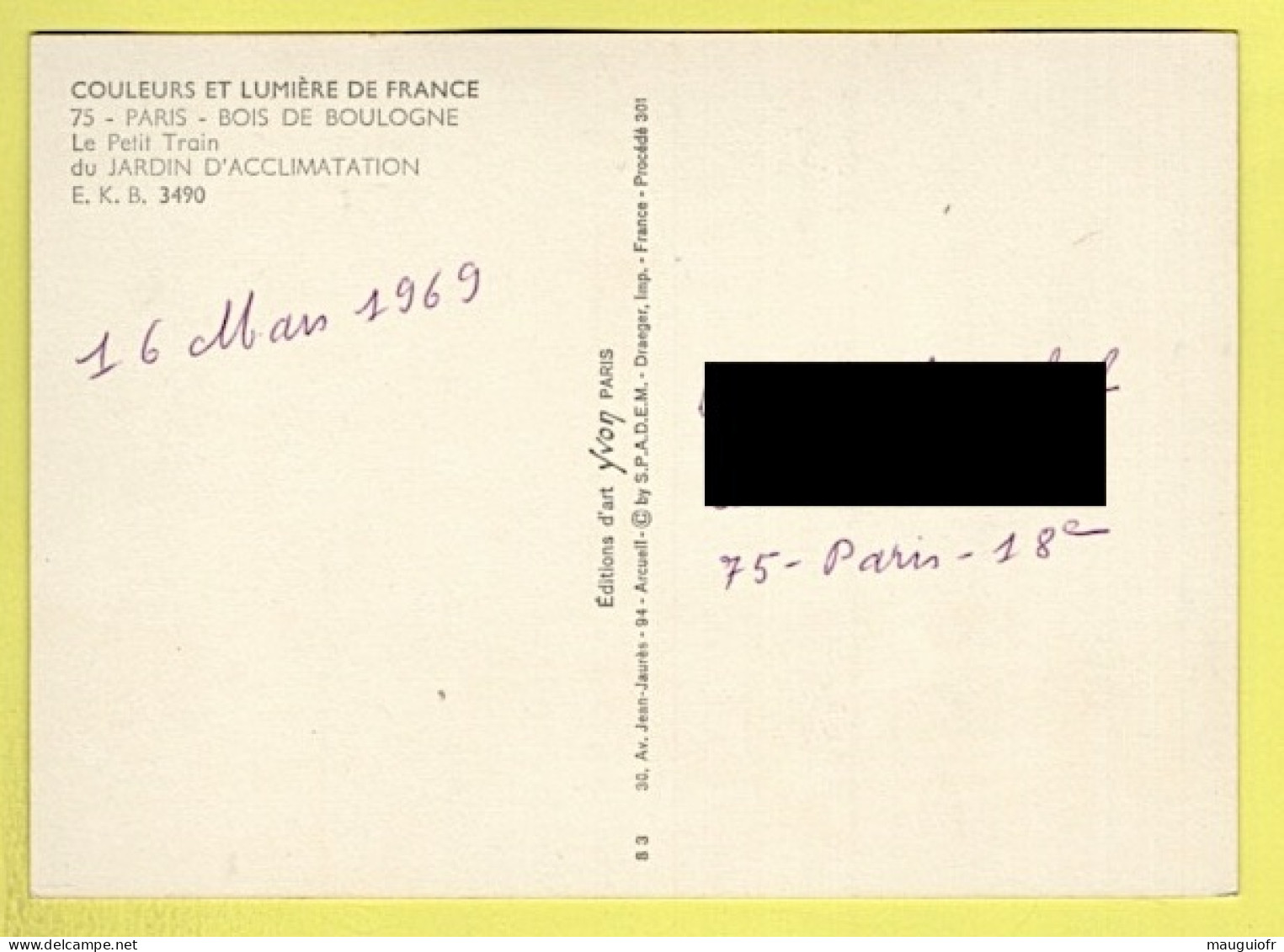 75 PARIS / BOIS DE BOULOGNE / LE PETIT TRAIN DU JARDIN D'ACCLIMATATION / ANIMÉE / 1969 - Parcs, Jardins