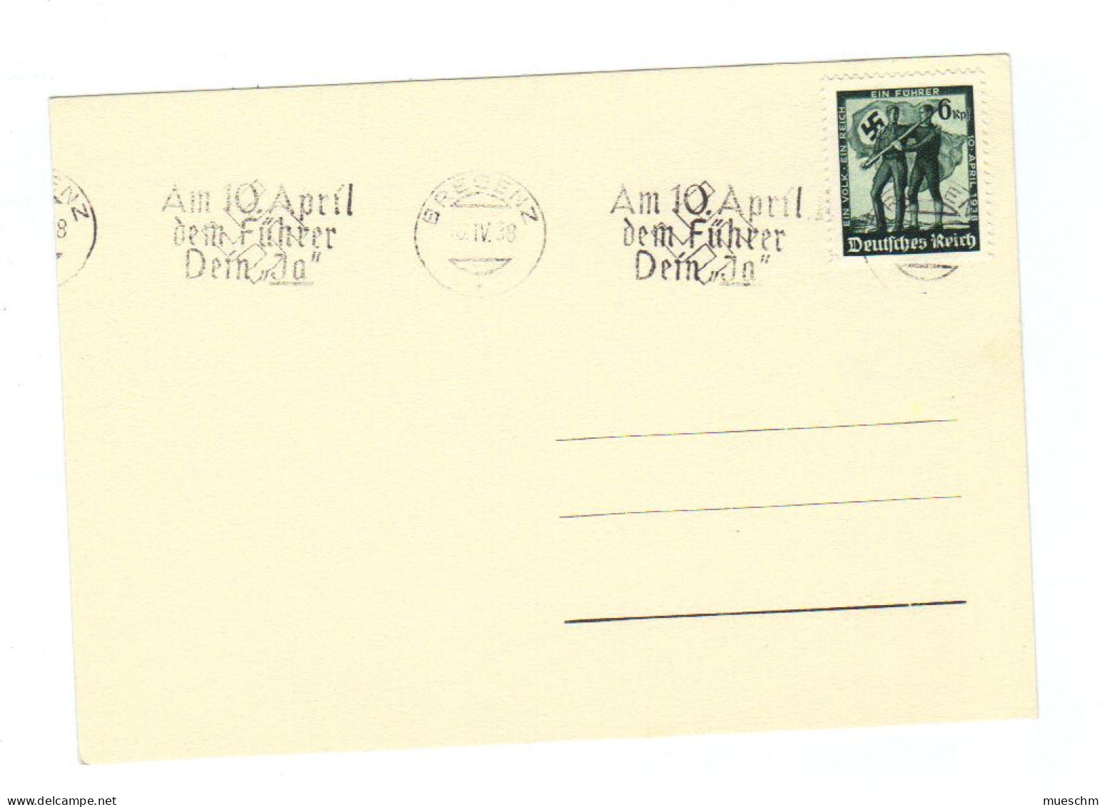 Österreich, 1938, Ungebr. Postkarte, Frankiert Mit Deutschl.Mi.663 + Abstimmungs- Stempel + Ortsstempel(12449G) - Postkarten