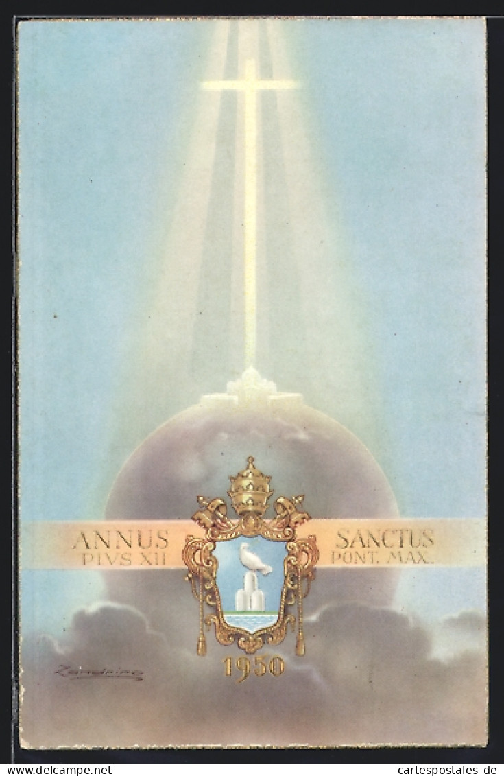 AK Pius XII Pont. Max, Annus Sanctus 1950, Wappen  - Sonstige & Ohne Zuordnung