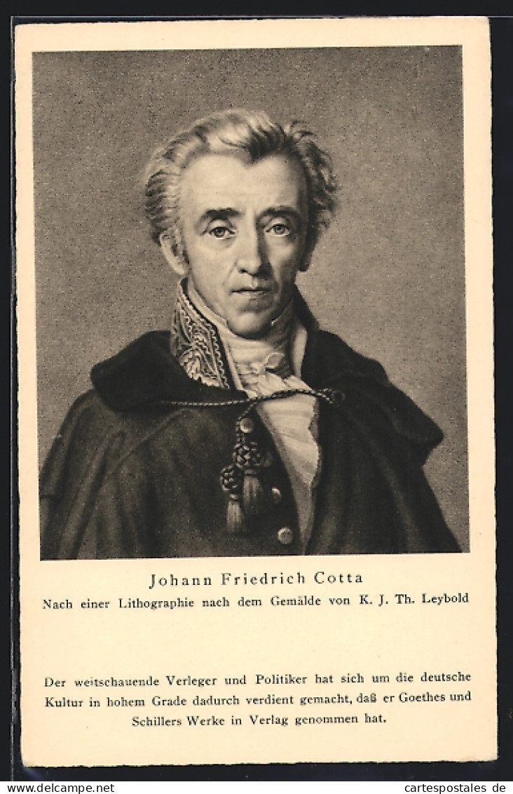 AK Johann Friedrich Cotta, Verleger Goethes Und Schillers  - Personnages Historiques