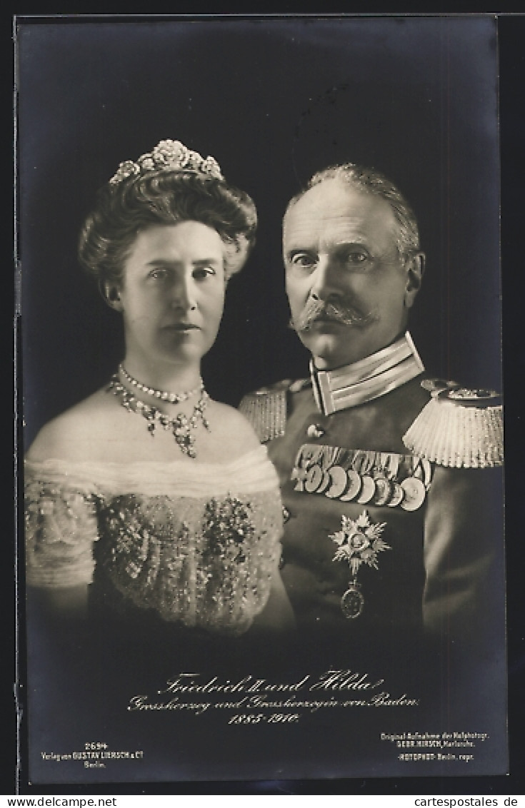 AK Grossherzog Friedrich II. Von Baden Mit Grossherzogin Hilda  - Familles Royales