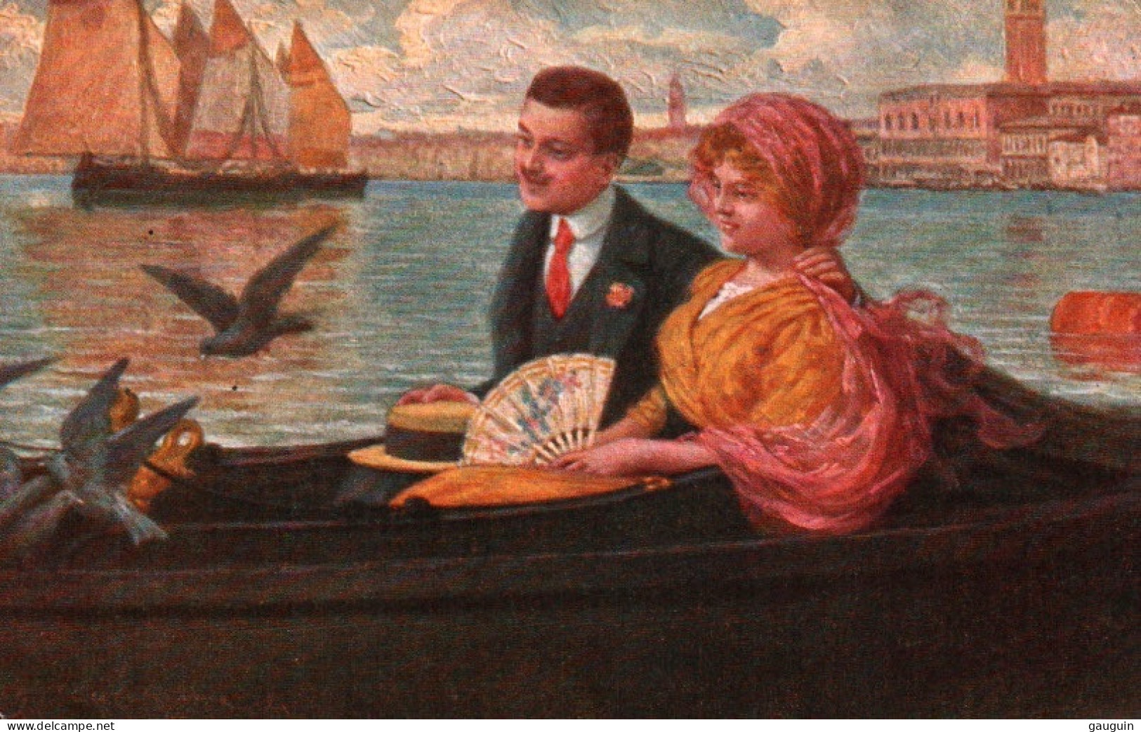 CPA - VENEZIA - Illustration Couple Amoureux Gondole  ... Edition Artistica Milano - Venezia (Venedig)