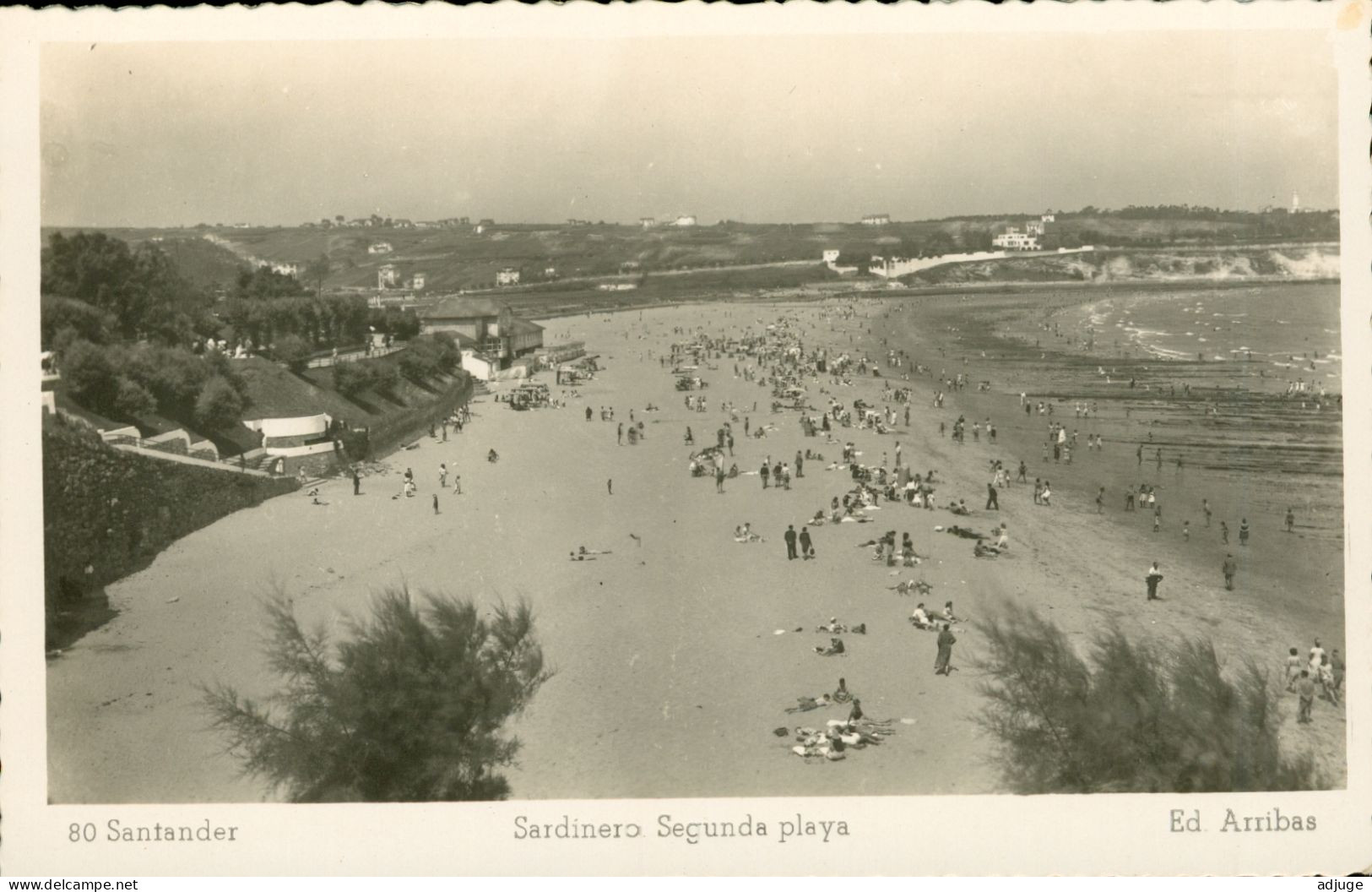 CPSM- SANTANDER - Sardinero. Secunda  Playa Desde Piquio - Ann.50*Ed. Arribas N° 80 * 2 Scans* TBE - Cantabrië (Santander)