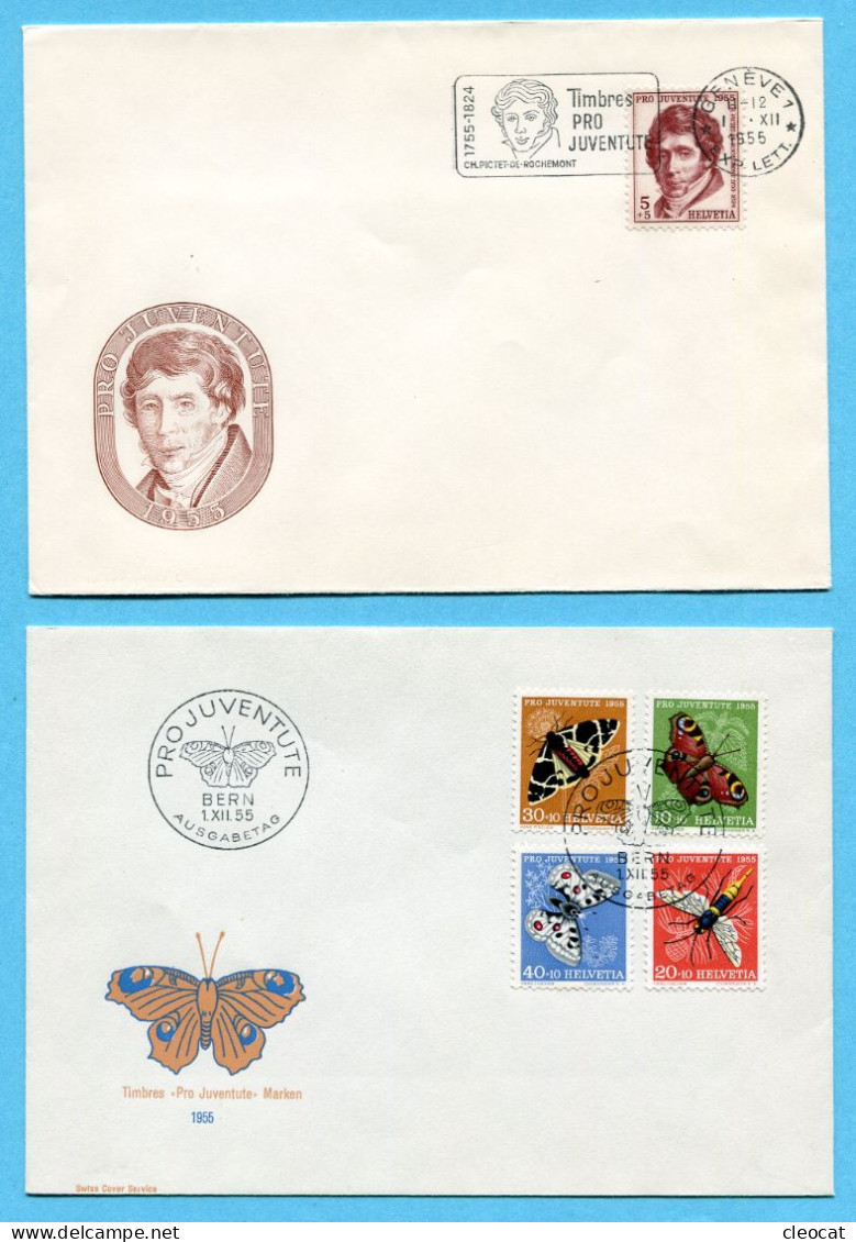 2 FDC Pro Juventute 1955 - Lettres & Documents
