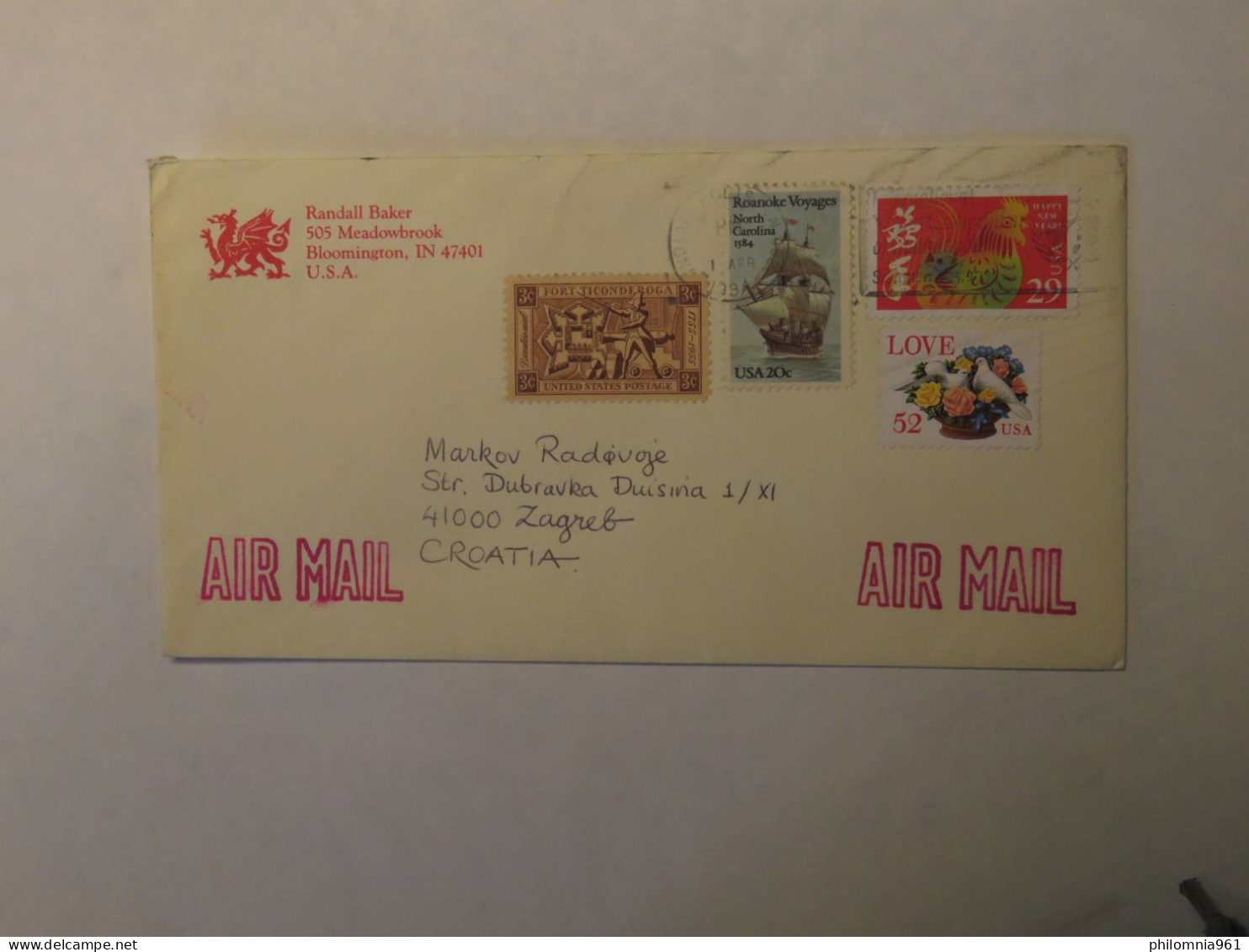 USA AIRMAIL COVER TO CROATIA 1955 - Andere & Zonder Classificatie