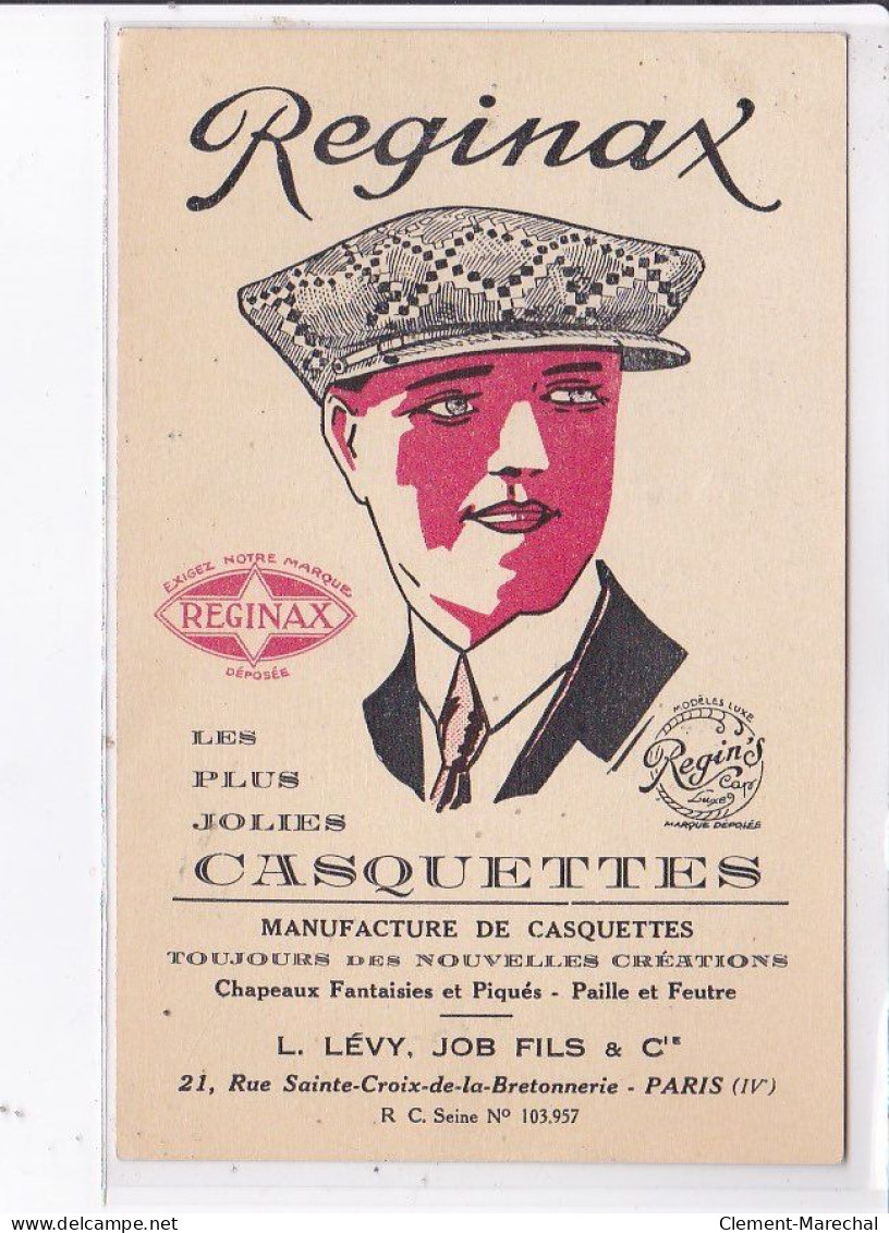 PUBLICITE : REGINAX - Les Plus Jolies Casquettes (LEVY JOB Et Fils - Judaica) - Très Bon état - Pubblicitari